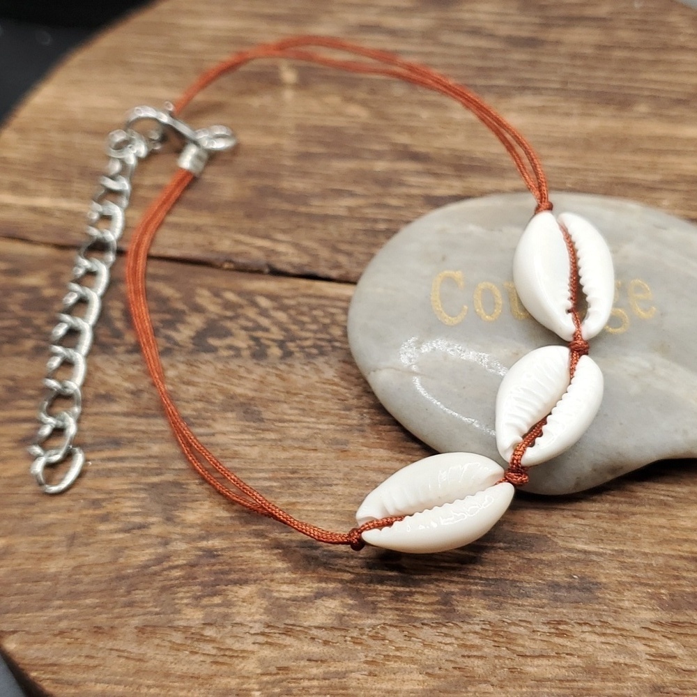 B2818 sunset‎ Beach cowrie shell with adjuster bracelet